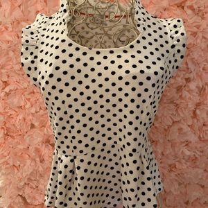 Anthropologie Polka Dot Ruffle Top
